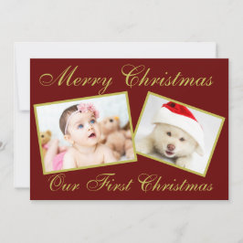 Cartes Pour Fêtes Annuelles Festive Notre premier Noël Gold 2 Photos Fêtes