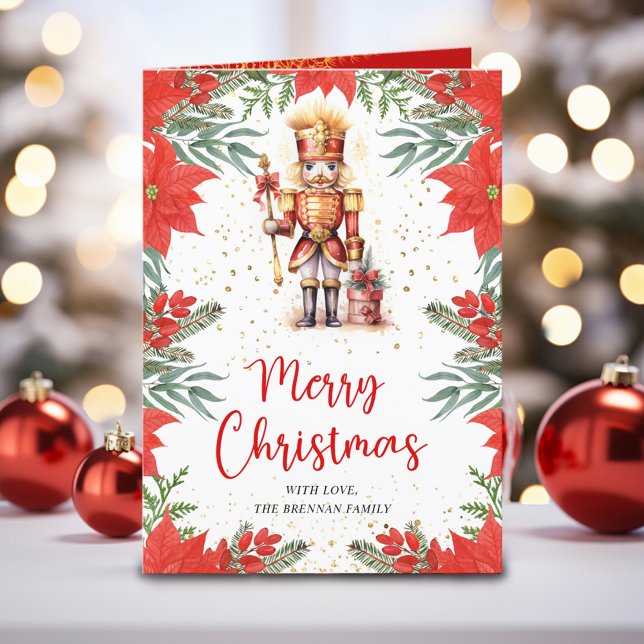 Cartes Pour Fêtes Annuelles Festive Nutcracker Botanique Photo Noël (Festive Nutcracker Botanical Photo Christmas Holiday Card)