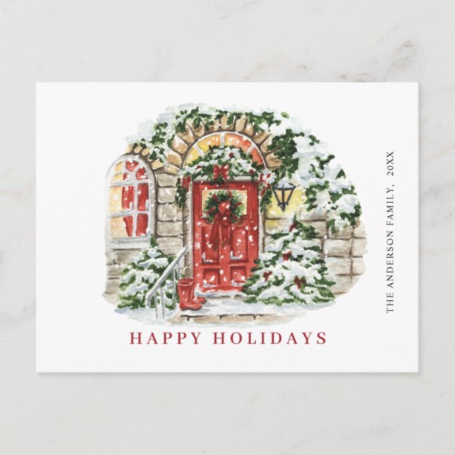 Cartes Pour Fêtes Annuelles Festive Pays Noël Maison de voeux (Devant)
