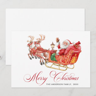 Cartes Pour Fêtes Annuelles Festive Père Noël Sleigh Salutation de Noël