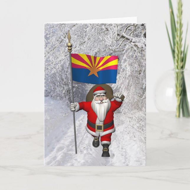 Cartes Pour Fêtes Annuelles Festive Père Noël visite Arizona (Devant)