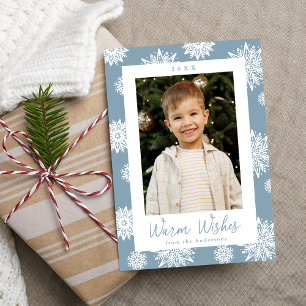 Cartes Pour Fêtes Annuelles Festive Pneus bleu et blanc Icy Photo