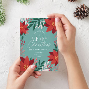 Cartes Pour Fêtes Annuelles Festive Poinsettia Fleurs Noël