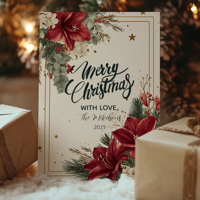 Cartes Pour Fêtes Annuelles Festive Red Berries Joyeux Noël (Créateur téléchargé)