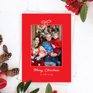 Cartes Pour Fêtes Annuelles Festive Rouge et Blanc Bow Noël photo