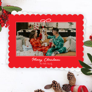 Cartes Pour Fêtes Annuelles Festive Rouge et Blanc Bow Noël photo