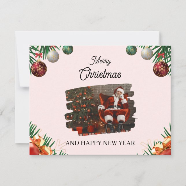 Cartes Pour Fêtes Annuelles Festive rouge et verte Joyeux Noël (Devant)