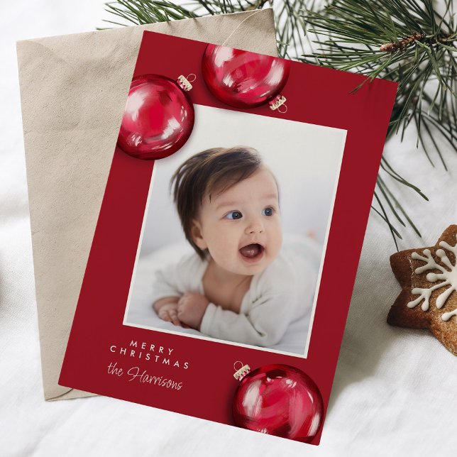 Cartes Pour Fêtes Annuelles Festive Rouge ornements de Noël Photo (Créateur téléchargé)