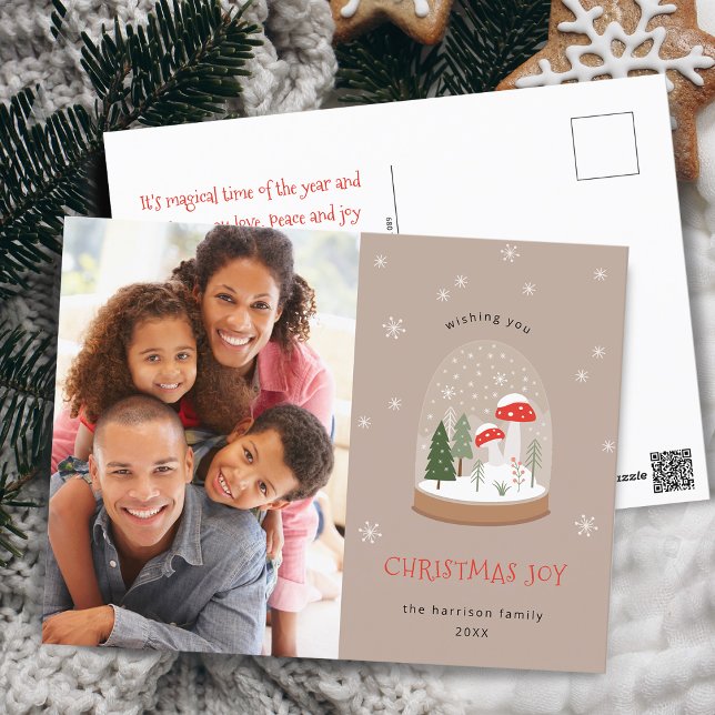 Cartes Pour Fêtes Annuelles Festive Snowglobe Photo Noël Joie (Festive Snowglobe Photo Christmas Joy Holiday Postcard)
