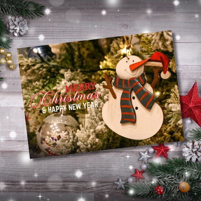 Cartes Pour Fêtes Annuelles Festive Snowman Ornament Merry Christmas (Snowman Ornament Christmas Joy Card)