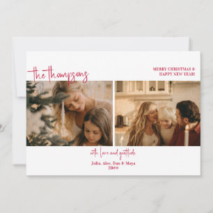 Cartes Pour Fêtes Annuelles Festive Two Photo Collage Budget simple Noël