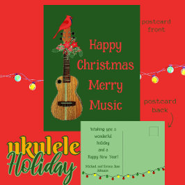 Cartes Pour Fêtes Annuelles Festive Ukulele Joyeux Noël Musique Merry