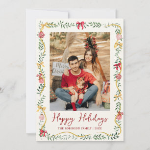 Cartes Pour Fêtes Annuelles Festive verdure et vaches Joyeuses vacances 1 Phot