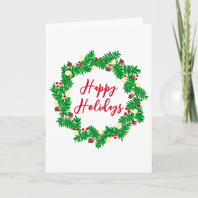 Cartes Pour Fêtes Annuelles Festive Wreath Joyeuses Fêtes (Devant)