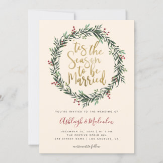 Cartes Pour Fêtes Annuelles Festive Wreath Noël Tis The Season Mariage