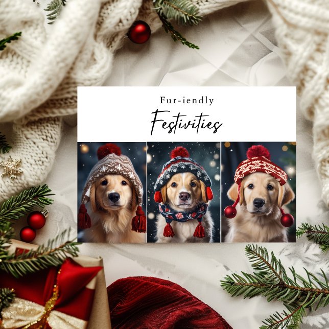 Cartes Pour Fêtes Annuelles Festivités à la fourrure Chien Noël Photo Collage (Créateur téléchargé)