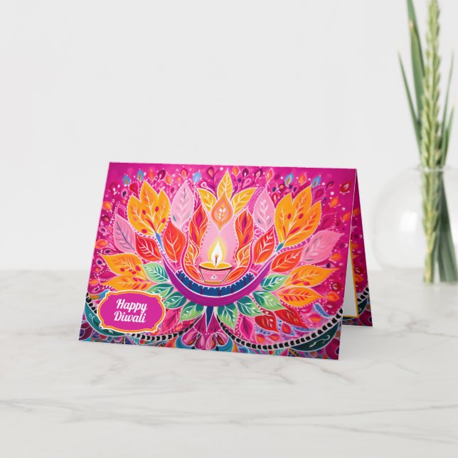 Cartes Pour Fêtes Annuelles Festivités illuminées : Une fête de Diwali (Devant)
