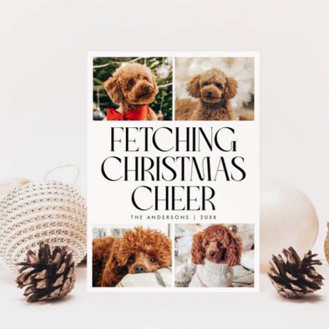 Cartes Pour Fêtes Annuelles Fetching Christmas Cheer Dog Photo White (Créateur téléchargé)