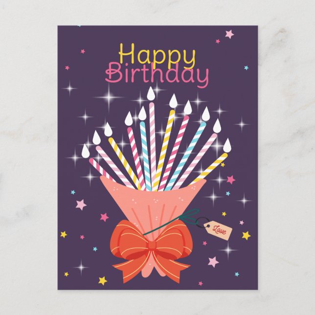Cartes Pour Fêtes Annuelles Fête Anniversaire Bouquet Candles Célébration (Devant)