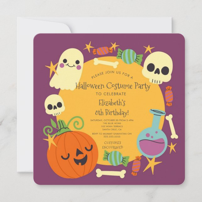 Cartes Pour Fêtes Annuelles Fête Anniversaire de enfant du costume d'Halloween (Devant)