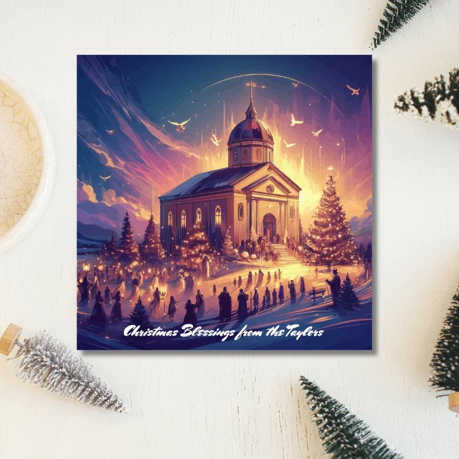 Cartes Pour Fêtes Annuelles Fête branchée Noël Arbre chrétien Jésus Noël (Trendy Festive Xmas Tree Christian Jesus Christmas Holiday Card)