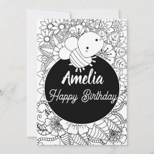 Cartes Pour Fêtes Annuelles Fête d'anniversaire d'abeille insectes floraux col