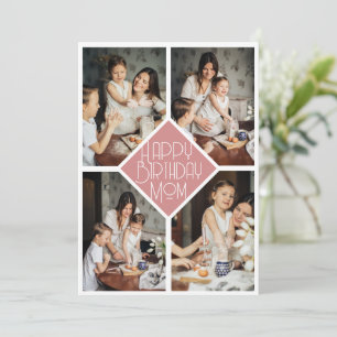 Cartes Pour Fêtes Annuelles Fête d'anniversaire maman multi-photo rose ardoise