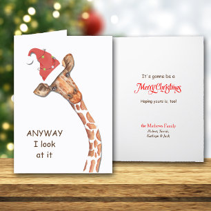 Cartes Pour Fêtes Annuelles Fête de la Girafe de Santa Hat