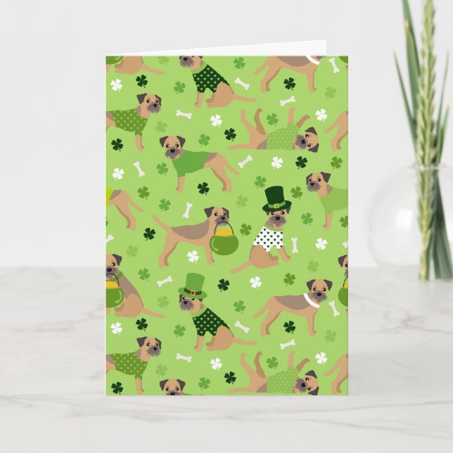 Cartes Pour Fêtes Annuelles Fête de la Saint-Patrick Terrier frontalier (Devant)
