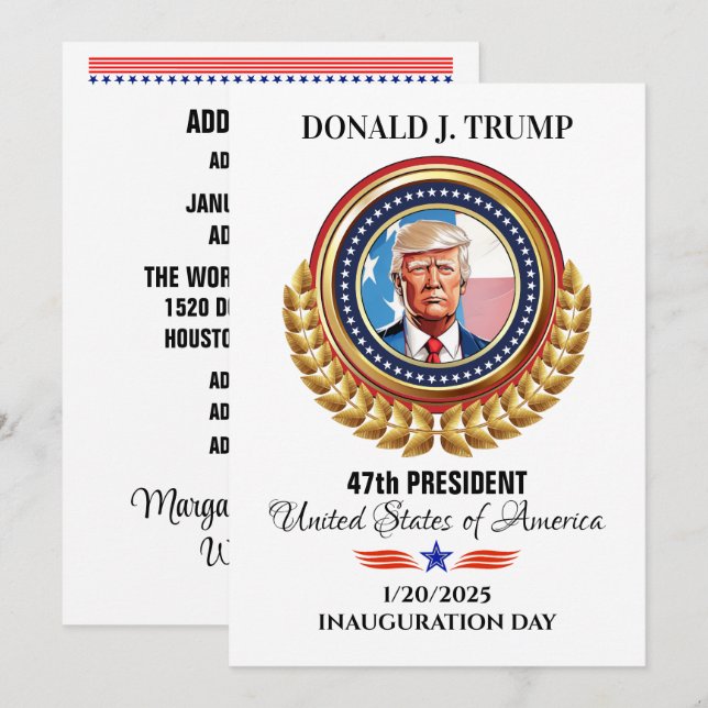 Cartes Pour Fêtes Annuelles Fête de l'inauguration (Devant / Derrière)