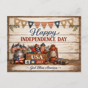 Cartes Pour Fêtes Annuelles Fête de l'Indépendance Americana de style ferme