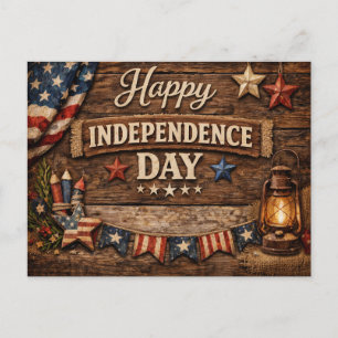 Cartes Pour Fêtes Annuelles Fête de l'Indépendance Americana Rustique