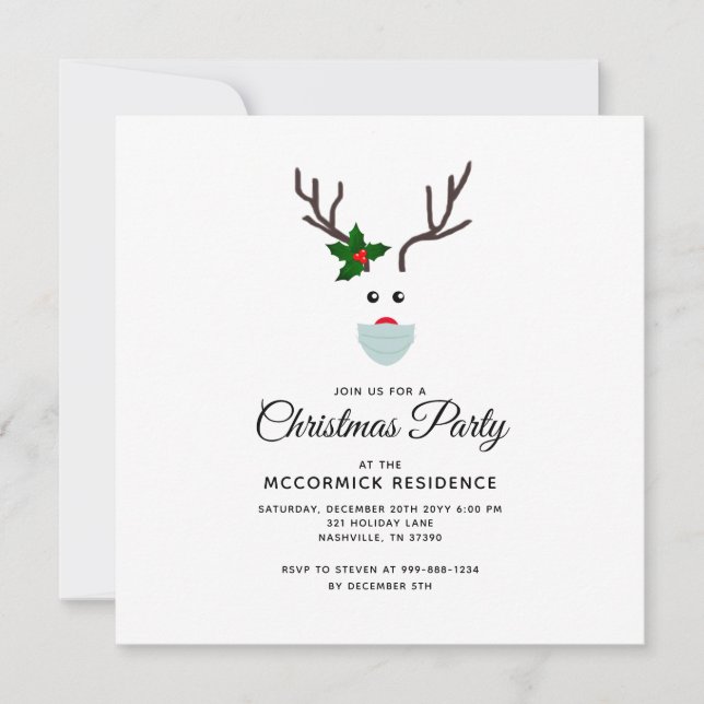 Cartes Pour Fêtes Annuelles Fête de Noël 2021 Covid Reindeer Custom (Devant)