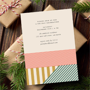 Cartes Pour Fêtes Annuelles Fête de Noël aux rayures mixtes modernes