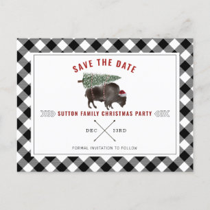 Cartes Pour Fêtes Annuelles Fête de Noël Buffalo Père Noël Plaid Enregistrer l