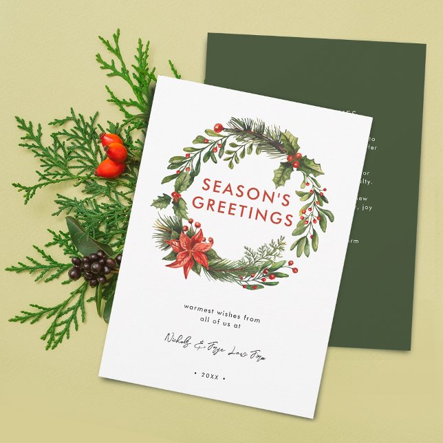 Cartes Pour Fêtes Annuelles Fête de Noël d'affaires (Business Christmas Festive Wreath Holiday Card)