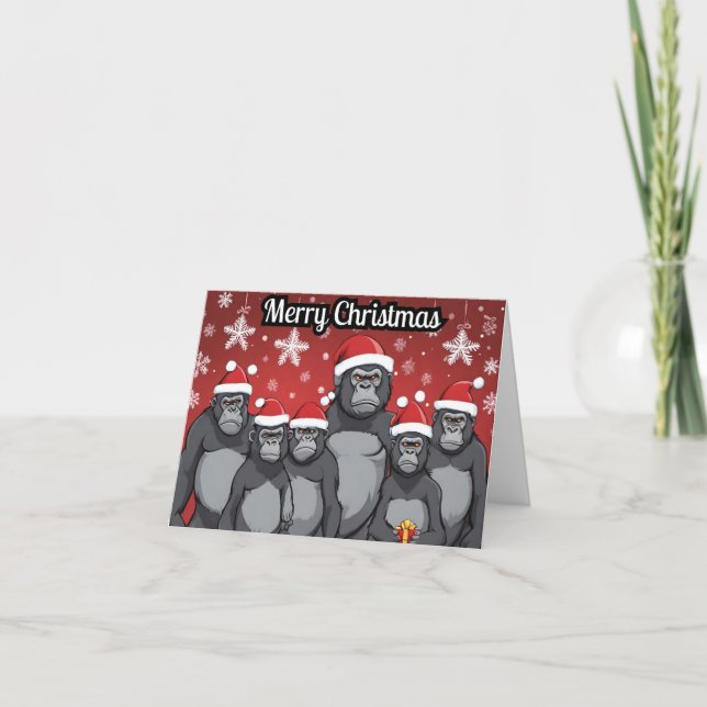 Cartes Pour Fêtes Annuelles Fête de Noël de Gorillas (Devant)