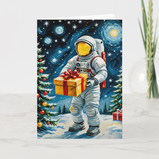 Cartes Pour Fêtes Annuelles Fête de Noël de l'astronaute (Devant)