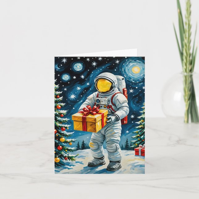 Cartes Pour Fêtes Annuelles Fête de Noël de l'astronaute (Devant)