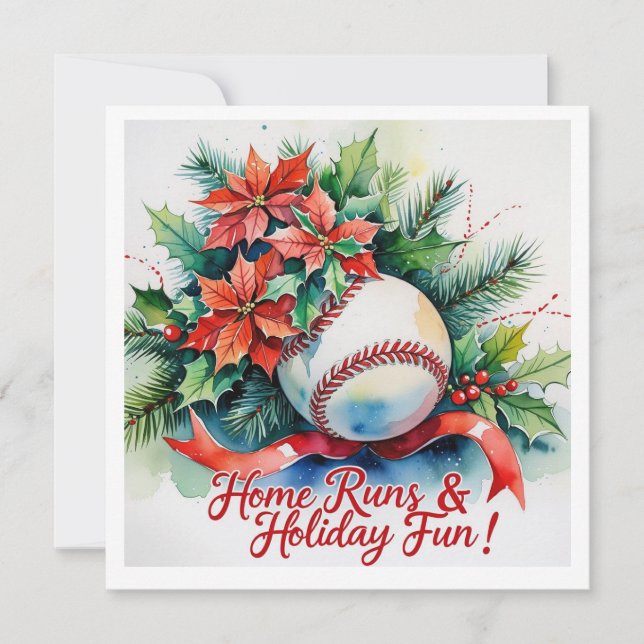 Cartes Pour Fêtes Annuelles Fête de Noël du baseball (Devant)