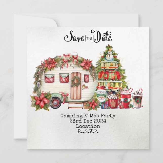 Cartes Pour Fêtes Annuelles Fête de Noël du camping (Devant)