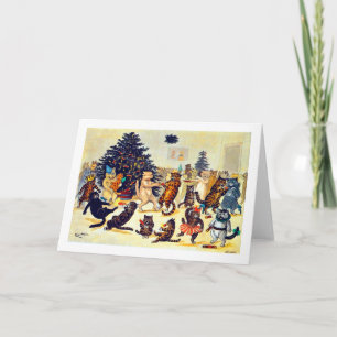 Cartes Pour Fêtes Annuelles Fête de Noël du chat, Louis Wain