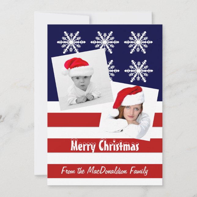 Cartes Pour Fêtes Annuelles Fête de Noël du drapeau américain (Devant)