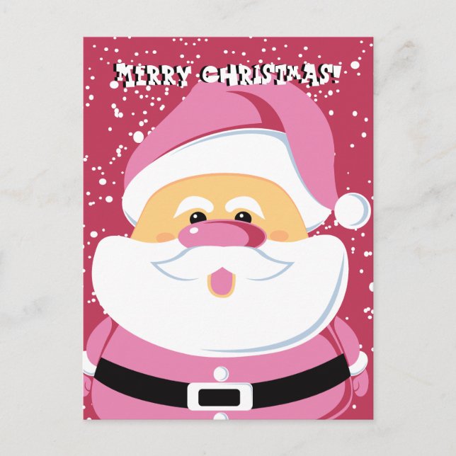 Cartes Pour Fêtes Annuelles Fête de Noël du Père Noël rose doux (Devant)