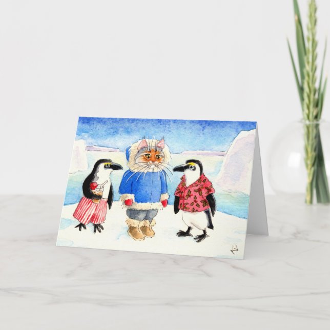Cartes Pour Fêtes Annuelles fête de Noël en Antarctique (Devant)