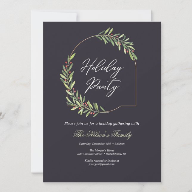 Cartes Pour Fêtes Annuelles Fête de Noël Holiday Holly (Devant)
