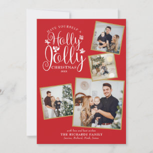 Cartes Pour Fêtes Annuelles Fête de Noël Holly Jolly Photo Collage