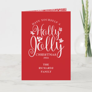 Cartes Pour Fêtes Annuelles Fête de Noël Holly Jolly Script Snowflakes