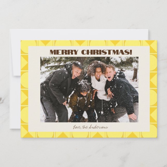 Cartes Pour Fêtes Annuelles Fête de Noël Jaune Géométrique Moderne et Moderne (Devant)