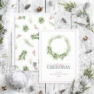 Cartes Pour Fêtes Annuelles Fête de Noël Joyeuse de la couronne Holly Berry